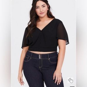 Elegant Black V-Neck Chiffon Top